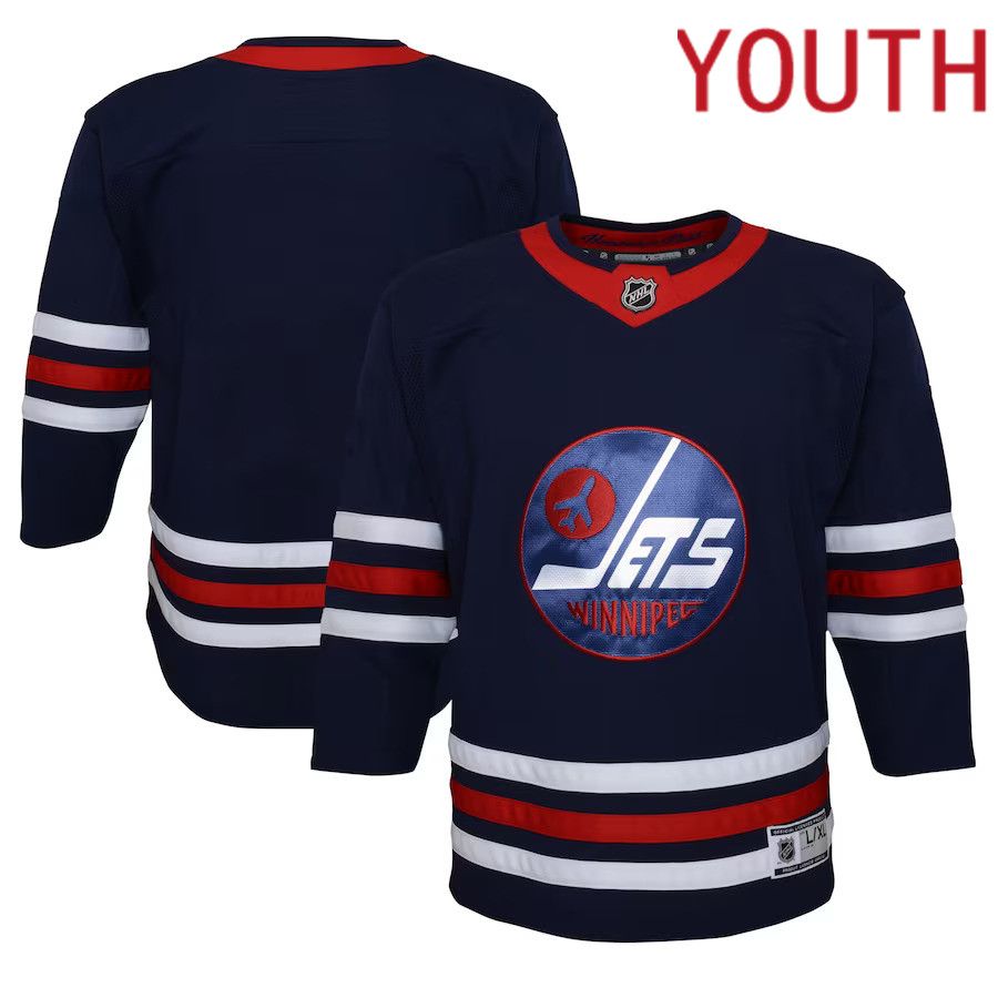 Youth Winnipeg Jets Navy Alternate Premier NHL Jersey->youth nhl jersey->Youth Jersey